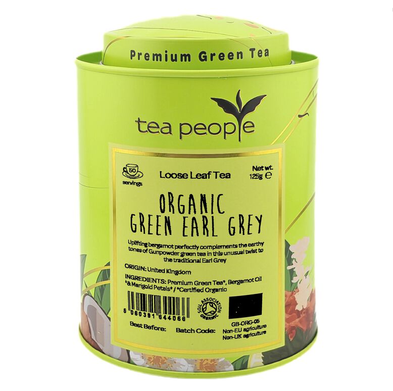 Organic Green Earl Grey -125g Loose Leaf Tea in Tin Caddy, , hi-res